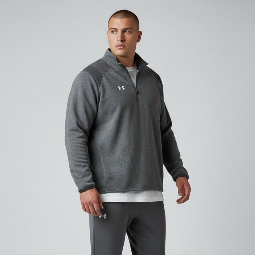 Under Armour Hustle Fleece 1/4 Pullover Sweatshirt Men's Sz 4XL Gray Loose Cozy